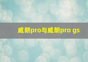 威朗pro与威朗pro gs